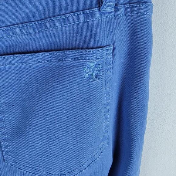 Tory Burch Straight Leg Ankle Jeans Blue Zip Up Logo Size 25 - Picture 6 of 7